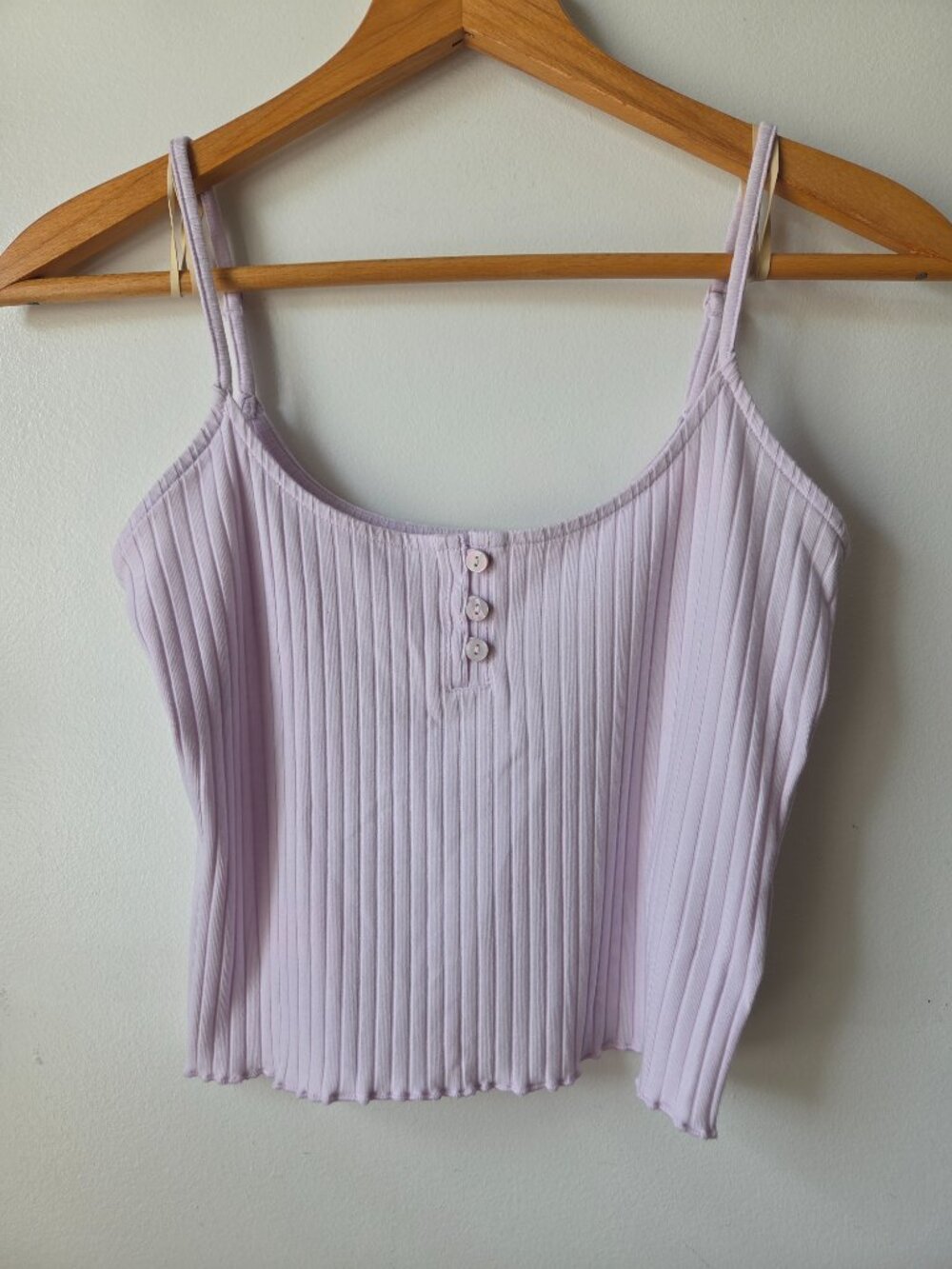 LIKE NEW AMERICAN EAGLE LILAC RIBBED CROPPED TANK TOP SIZE M